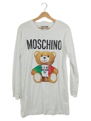 Moschino Langarmshirt Damen Gr. 32 Weiß Teddybär Print Casual