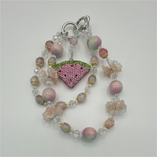 WATERMELON Beaded Detachable Bag Charm/Key Chain Pink Green Gold Clear