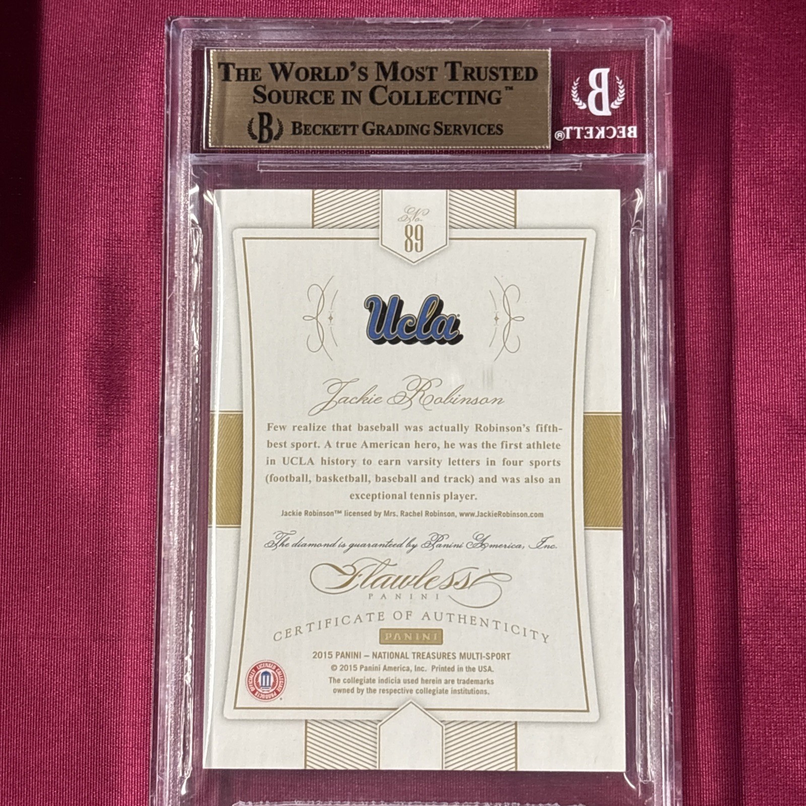 2015 Panini Flawless Jackie Robinson BGS 9.5 DIAMOND 4/20 Pop 1/1 Gem Mint Rare view 4