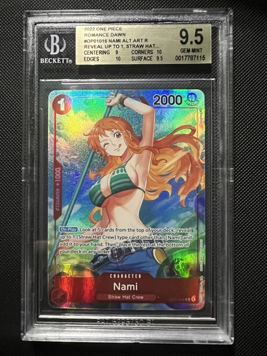 One Piece TCG Romance Dawn Errata Nami Alt Art OP01-016 English 2022 BGS 9.5