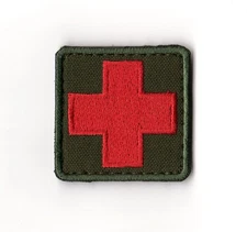 Medical Cross Patch | Red Olive Green Military Medic EMT First Aid Tactical