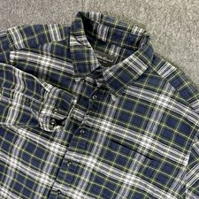 Eddie Bauer Button Down Shirt Men's Size Large Relaxed Fit Blue Plaid Flannel