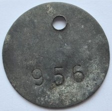 1960s USSR Soviet Russia Old Inventory Tag Label Sign 956 Aluminium