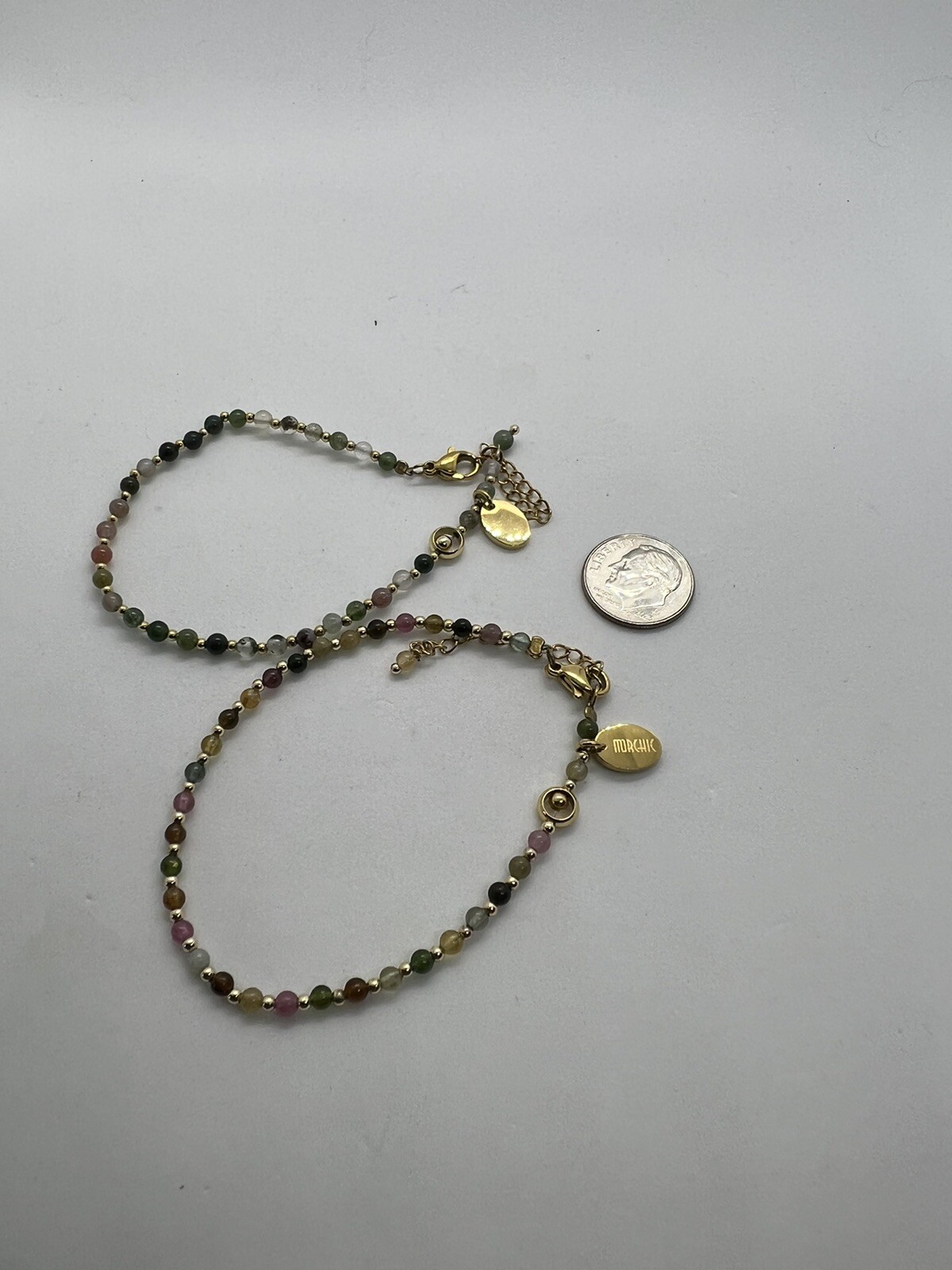 Morchic Two-Pack Semiprecious Gemstone Bracelets with Tiny Beads