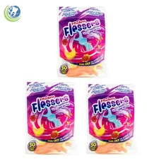 3X Plackers Flossers Fruit Smoothie Swirl with Fluoride Various Flavors 30/Bag