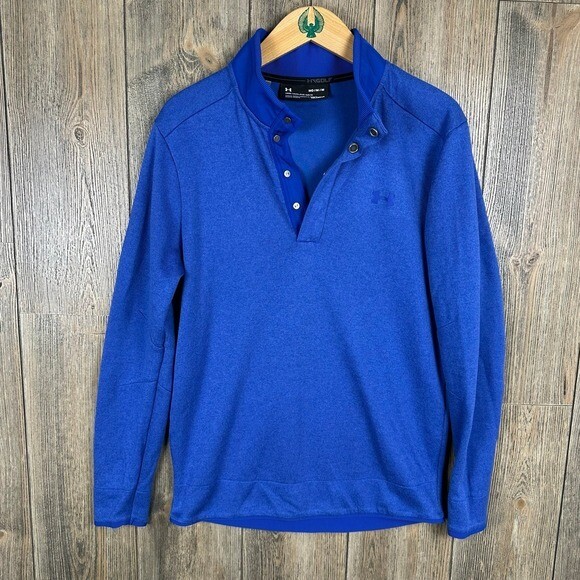 Under Armour Golf Storm Sweater Fleece Snap Mock Royal Blue Mens Medium