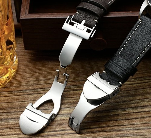 Leather Watch Strap For Tudor Black Bay Deployant Butterfly Clasp Buckle - Picture 3 of 7