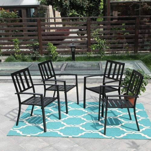 Patio Chairs Set of 4 Stackable Waterproof Outdoor Dining Chairs