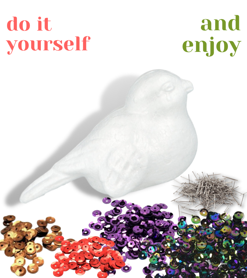 WHITE POLYSTYRENE STYROFOAM FOAM - BIRD 172MM, Perfect for Sequins & Paintin