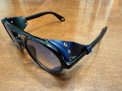 Men's Women Sunglasses Vintage Steampunk Side Shields Leather Round Retro  Shades