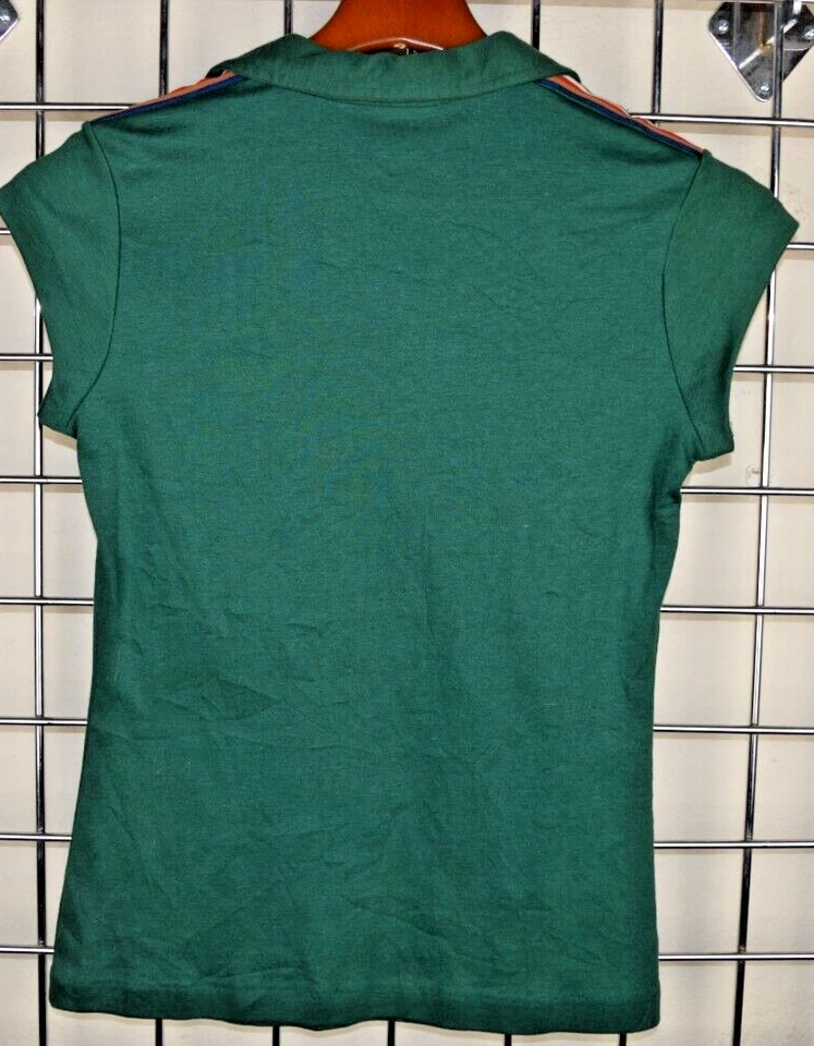 Vintage Shirt Fritzi Size S/M 70s 80s Forest Green Color Ribbon Trim Soft Cotton - Image 2 of 4