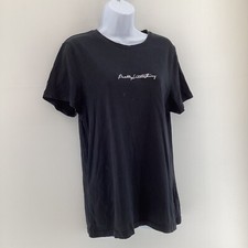 Pretty Little Thing Black Embroidered T Shirt Size S Short Sleeve Cotton
