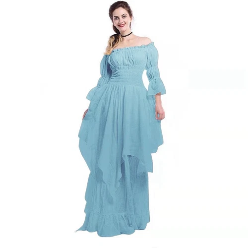 Damen Viktorianisch Langes Kleid Renaissance Mittelalter Hexe Kostüm Gothic - Bild 8 von 20