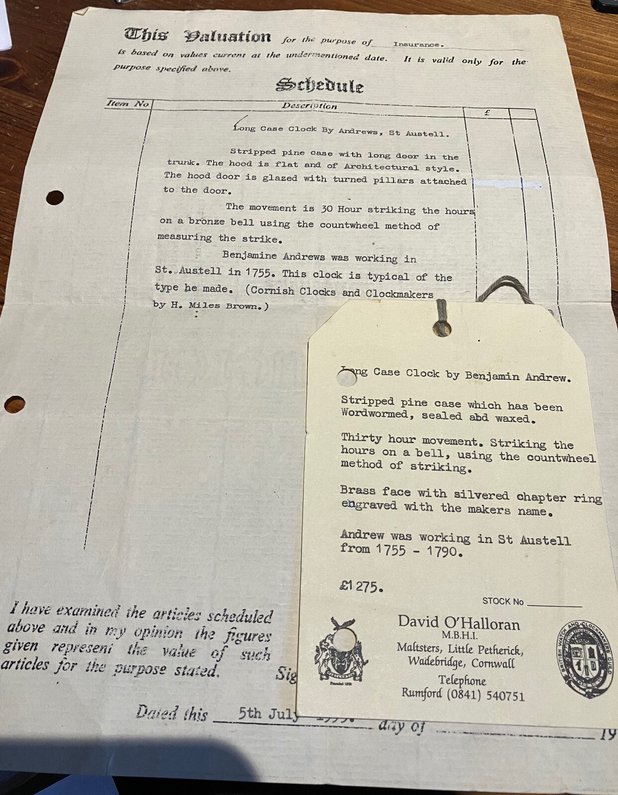 Antique Long Case Clock, Benjamin Andrew, St Austle c1770 eBay