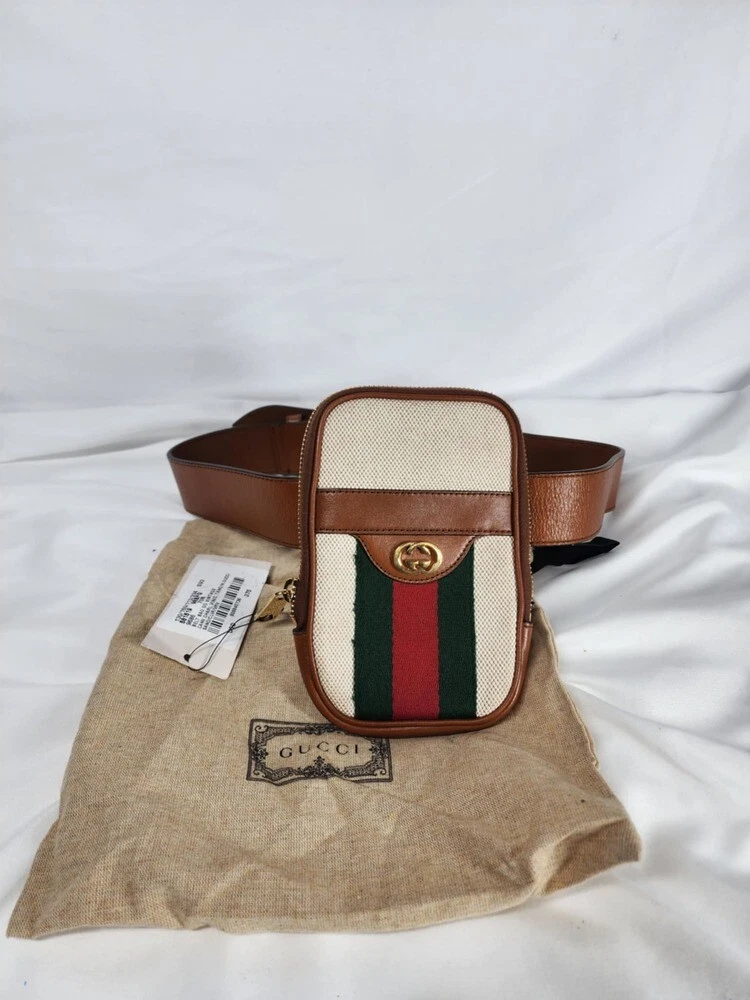 Gucci Vintage Toile 28'' Ceinture Sac Téléphone Marron Foncé 581519 SPBJKI 325232