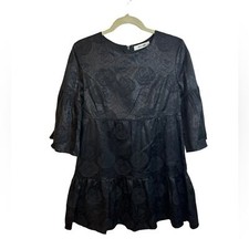 DO+BE METALLIC FLORAL TIERED MINI DRESS WOMENS SIZE MEDIUM