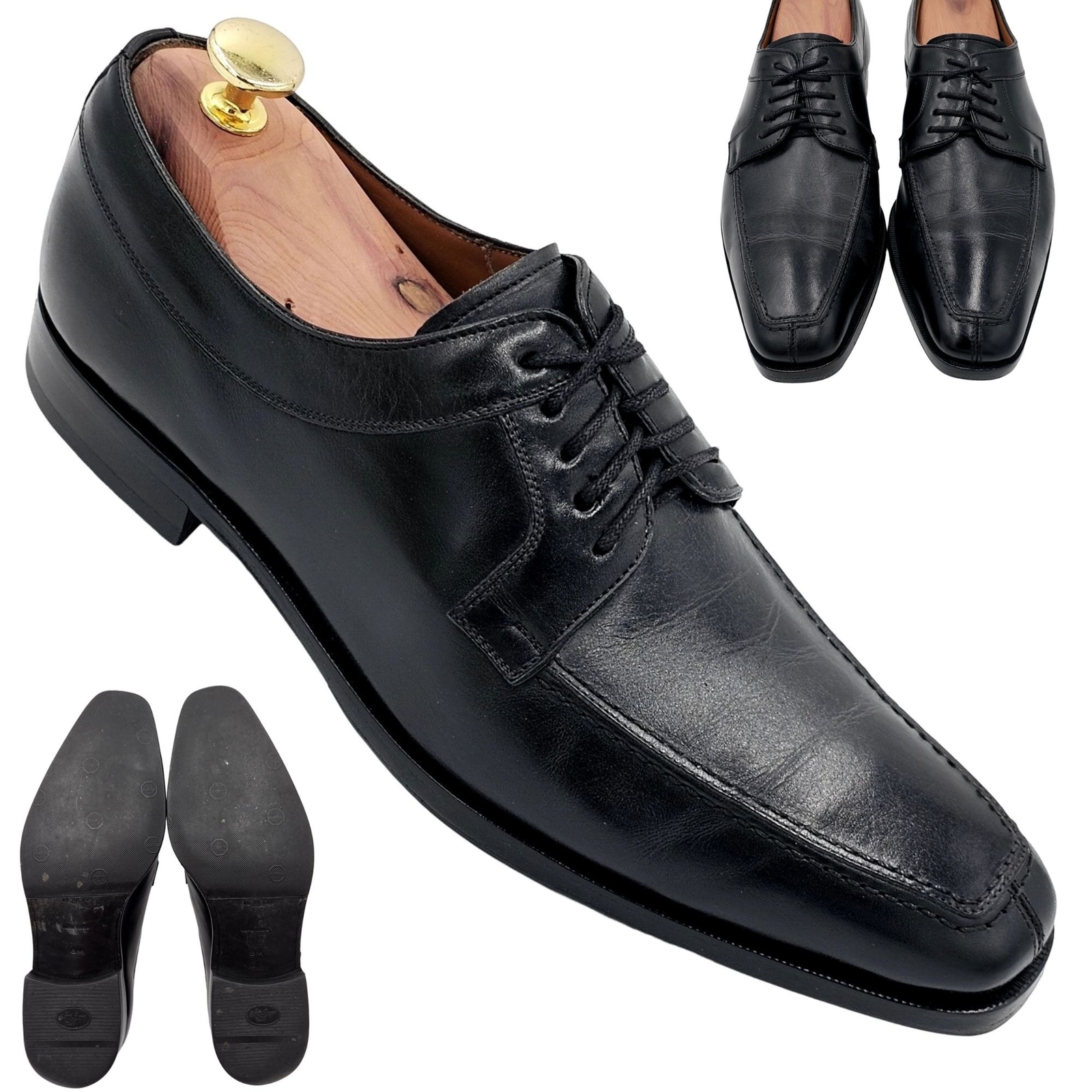 SAOLA Scarpe eleganti Mezlan Spain uomo 8M pelle di vitello nera punta spaccata Derby Oxford