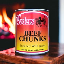 Yoders Canned Beef Chunks | Real USA Beef | Fully Cooked | Shelf Stable Survival