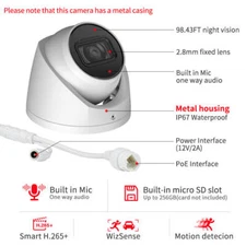 Valucam 8MP 4K VC-ETI08TMG1-IA WizSense MIC Starlight IR AI POE IP Camera