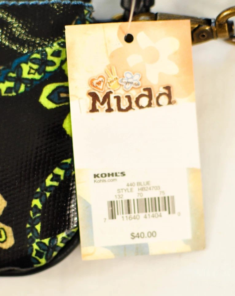 Niñas Mudd Bolso sin asas Azul con Estampado Cremallera Muñequera Llavero Forro Precio de venta sugerido por el fabricante $40 Foto 4 de 4