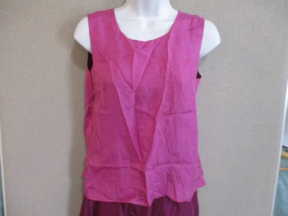 Kathie Lee 3 件套:裙子、衬衫、背心 S 码全新带标签 100% 真丝梅 — 第 4/4 张图片