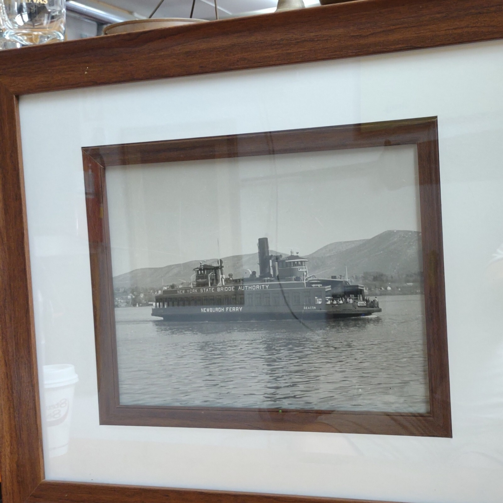 Newburgh Ferry Photo New York Bridge Authority b/w 11" x 14" framed New