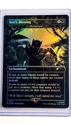 MTG Magic the Gathering Secret Lair Drop Foil 1749 Bast's Blessing Black Panther