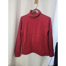 Athleta Polartech Red Funnel Neck Sweatshirt Cowl Neck Kangaroo Pockets SP