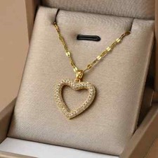 1.50 Ct Lab Created Women Diamond Heart Pendant Necklace 14K Yellow Gold Plated