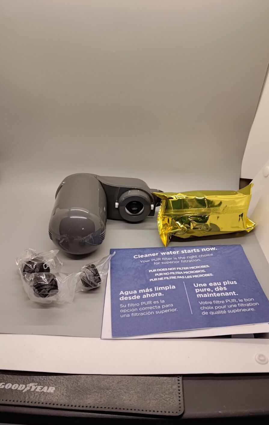 PUR PLUS Faucet Mount Water Filtration System, Gray Vertical Faucet