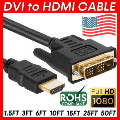 DVI to HDMI Cord DVI Adapter HDMI Cable 1080P M to M Projector HDTV PC PS4 XBOX