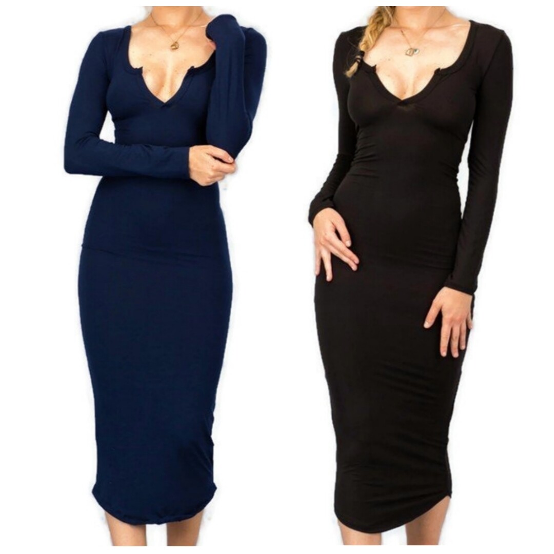 fur vest with bodycon dress Shaperin Short Sleeve Bodycon Casual Dress Square Neck Wrap Dress Black / S main image 1