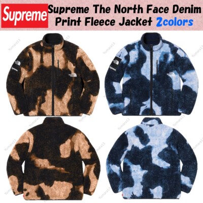 Supreme The North Face Bleached Denim Print Fleece Jacket 2colors