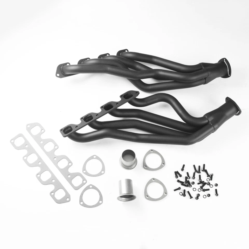 For 1970-1974 Ford Mustang Mercury Cougar Montego Pair Long Tube Headers Black - Image 2 of 4