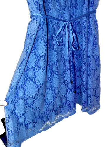 Gorgeous Apt. 9 Woman Floral Lace Overlay Dress w Satin Tie-3X, blue NWT $60 - Picture 5 of 17
