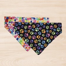 Colorful/Rainbow Reversible Dog Bandana Over The Collar