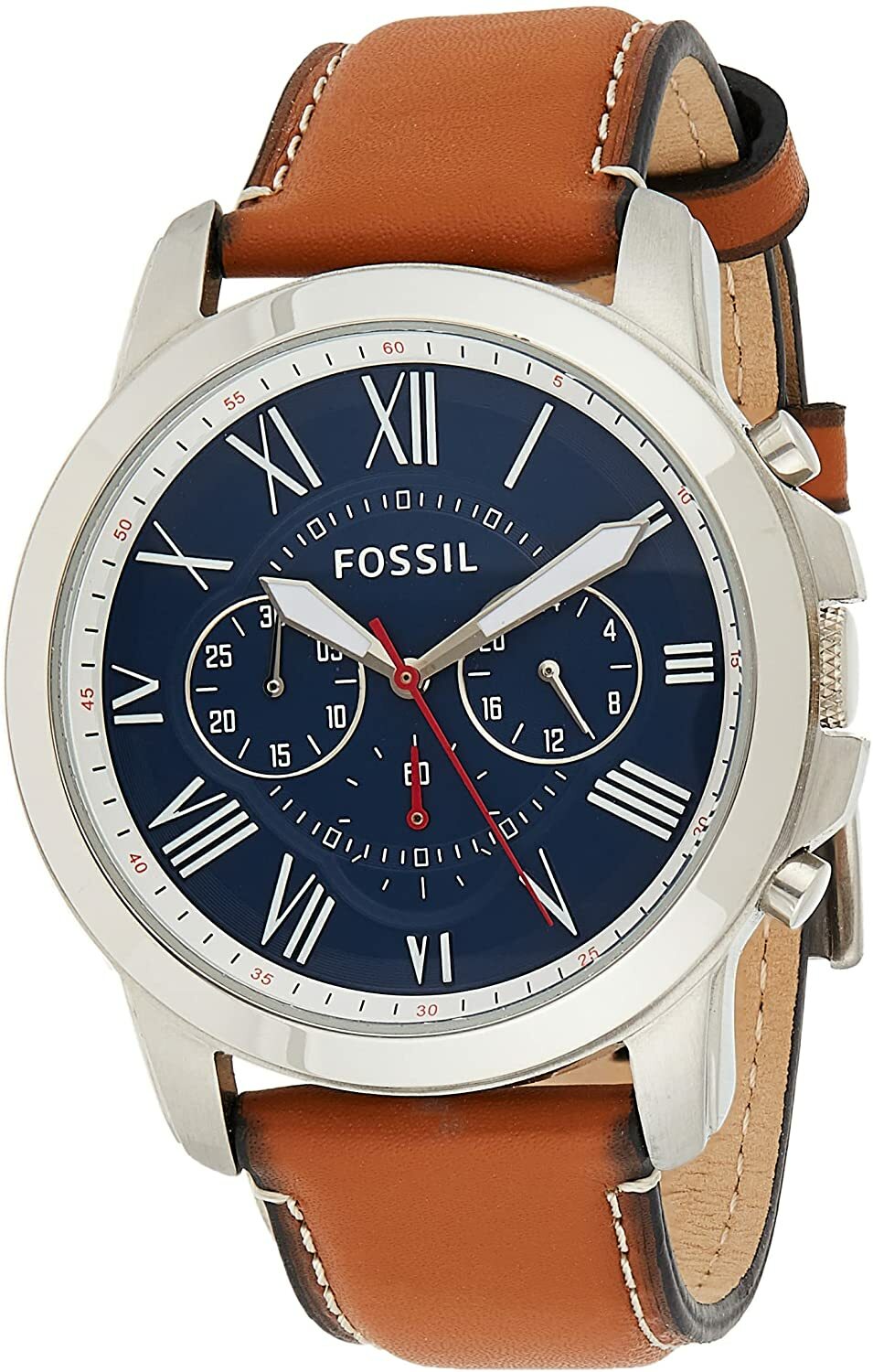 Grant Quartz Brown Leather Chronograph 