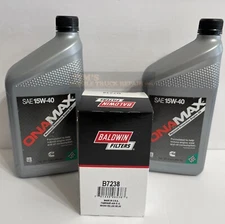 BALDWIN B7238 FILTER-LUBE & ONAMAX 15W-40 OIL (X2) 326-5336 