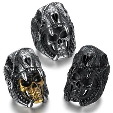 Heavy Huge Stainless Steel Skull Ring men motorcycle riders and bikers rings Men