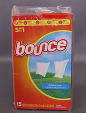 Bounce Dryer Sheets 15 Shts  Outdoor Fresh Scent Fabric Softener Sheets  Pk of 2
