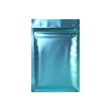 Flat Blue Metallic Mylar Foil Zipper Seal Resealable Bags Smell Proof Pouch
