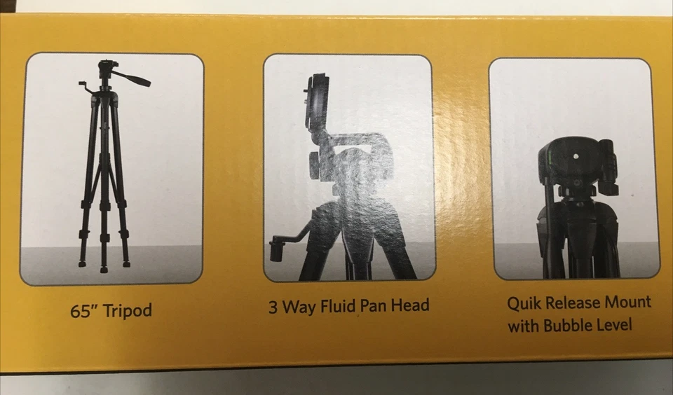 kodak tr650 tripod black new in box 65" heavy duty w/ quick release+carry handle - Image 4 of 4
