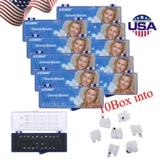 10Pack  Dental Orthodontic Ceramic Bracket Brace Roth 022 Slot 345 Hook
