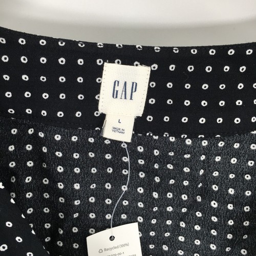 Gap Blouse Women's Large Black Polka Dot Long Sleeve V-Neck Tie Front - Picture 3 of 11