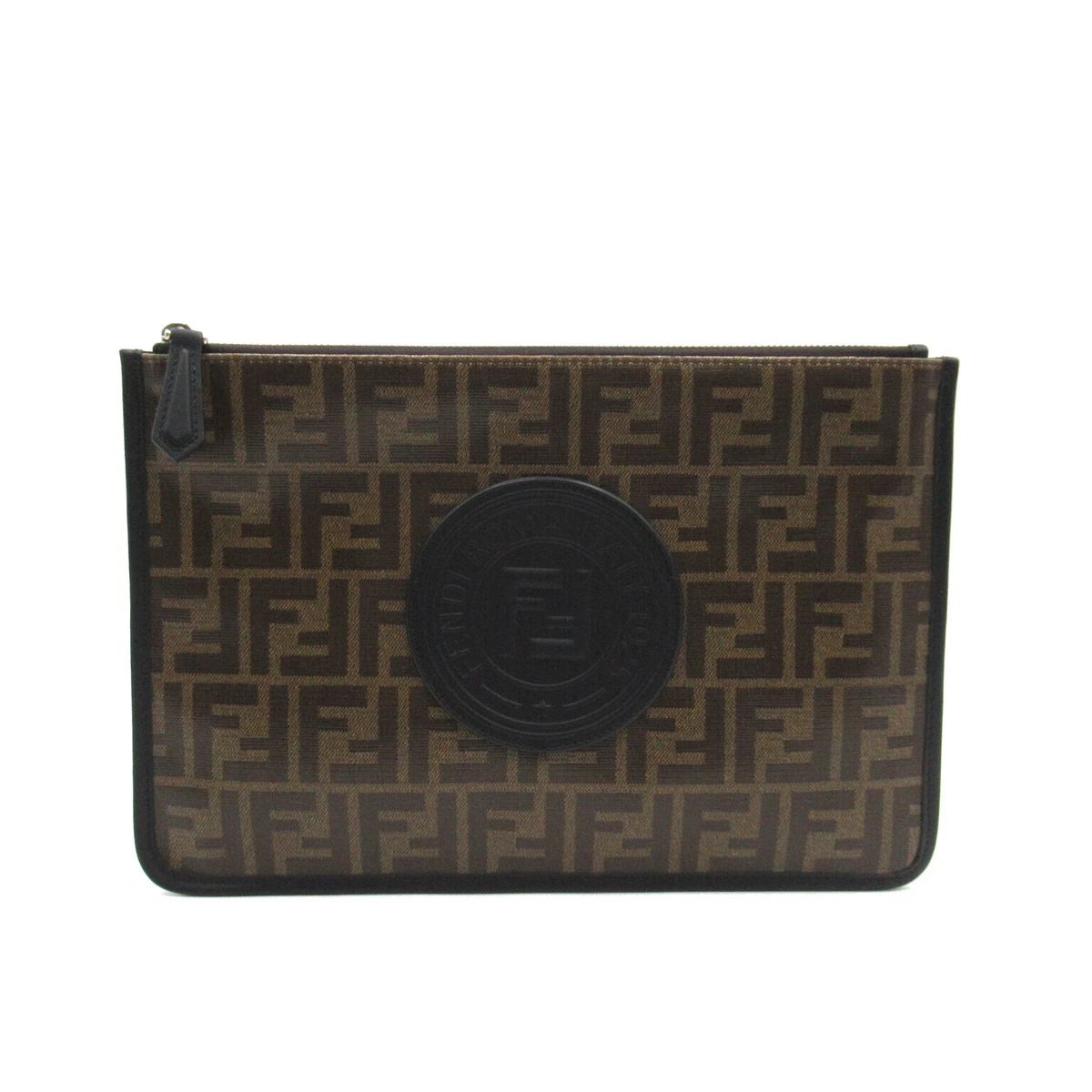 Fendi black leather clearance clutch