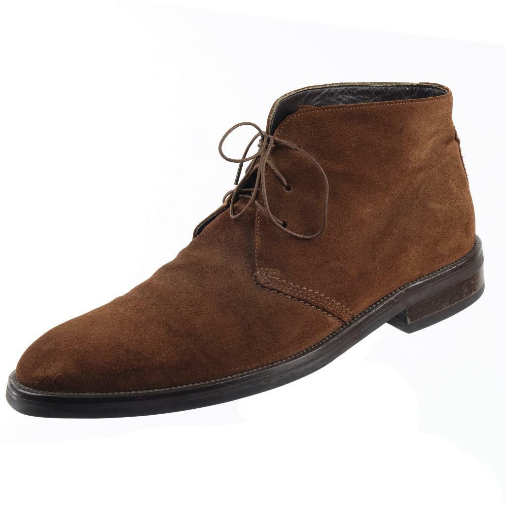 FACONNABLE Ankle Boots Lace-Up Dark Brown Suede Sz. 13 ITALY
