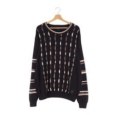 Carlo Colucci Vintage Mens Black Knit Cotton Sweater Pullover size 52 42 L Large