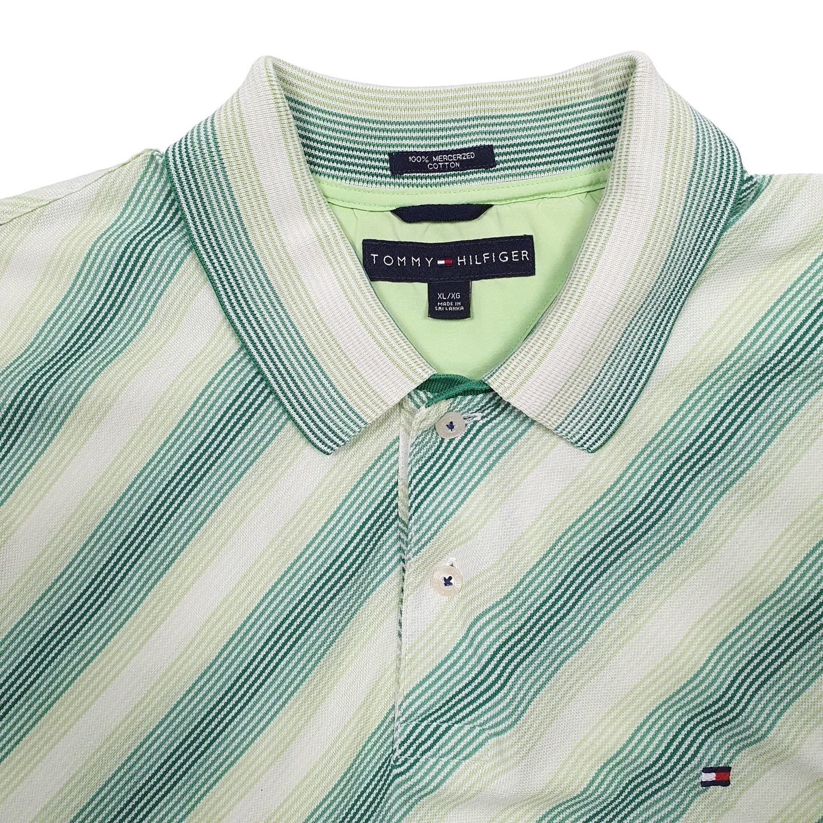 TOMMY HILFIGER Green Polo Shirt Short Sleeve Cotton Mens XL image 3