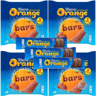 4 x TERRY'S SCHOKOLADENORANGENRIEGEL LECKEREIEN SNACKS SÜSSIGKEITEN PACKUNG MIT 3 105g