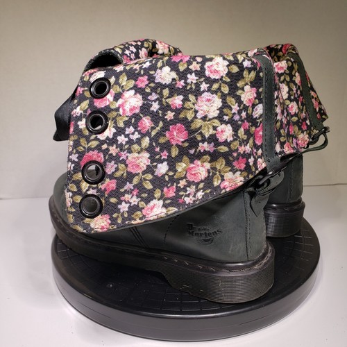 Dr. Martens Triumph 1914 Kampfstiefel Damengröße 10 abgenutztes Leder Blumenmuster faltbar - Bild 8 von 23
